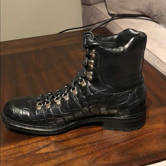 Caporicci Genuine Alligator Lace Up Boots Black - Picture 2 of 4